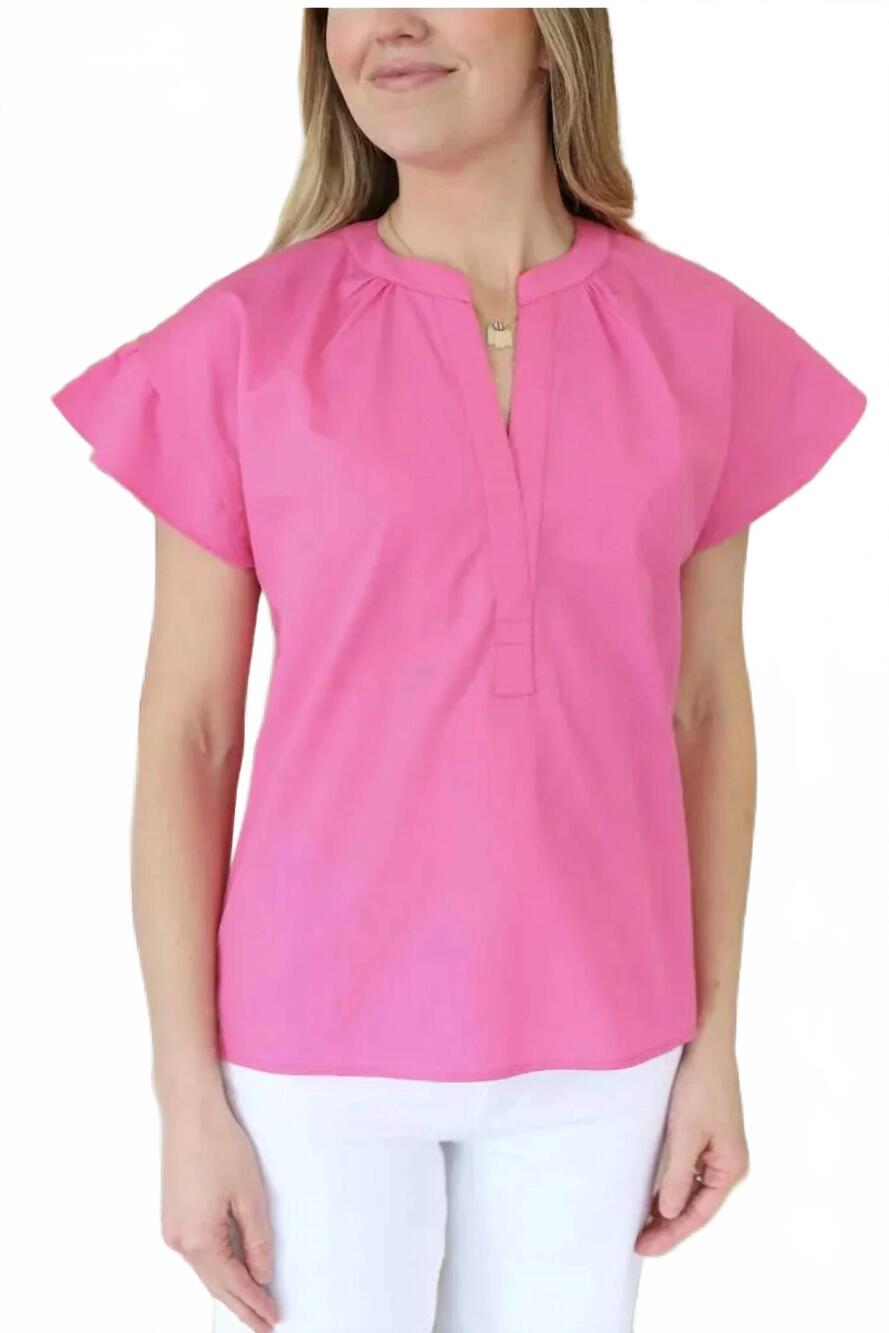 NEW MAUDE VIVANTE quinn flutter cap sleeve top in rose